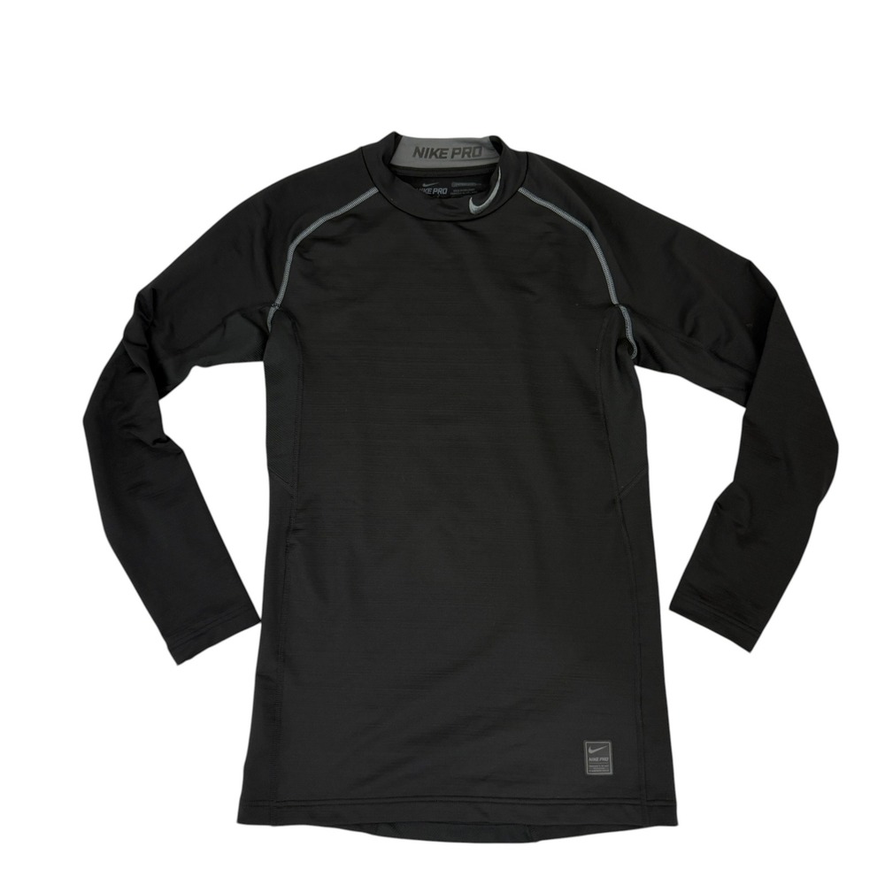 Nike Pro Dri-FIT Mens Compression Long‎ Sleeve Mock Neck Shirt Black Large
